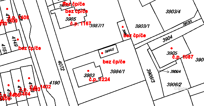 Jirkov 45074992 na parcele st. 3984/2 v KÚ Jirkov, Katastrální mapa