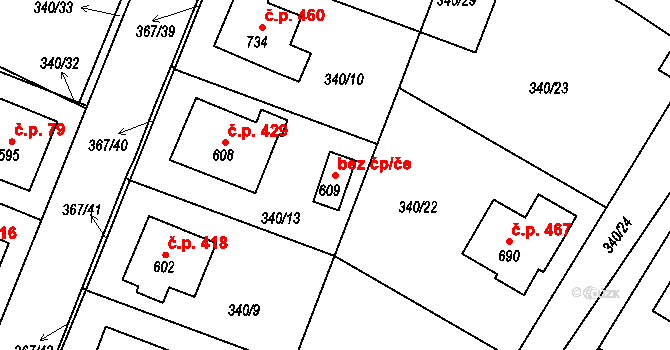Staňkov 45242992 na parcele st. 609 v KÚ Staňkov-ves, Katastrální mapa