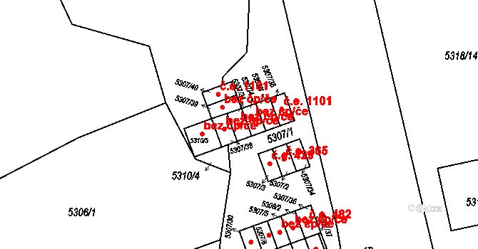 Brno 45589992 na parcele st. 5307/31 v KÚ Líšeň, Katastrální mapa