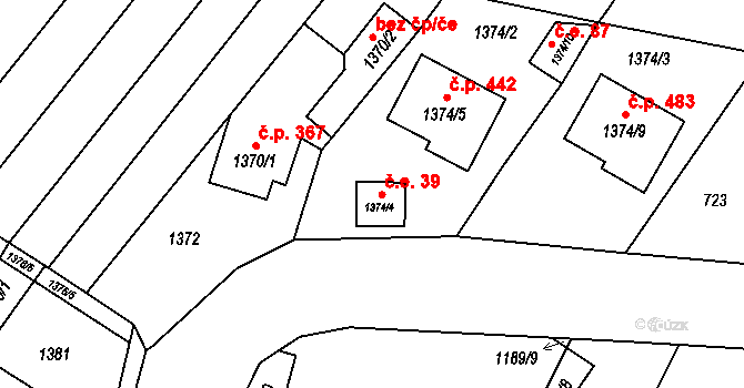 Pozořice 45705992 na parcele st. 1374/4 v KÚ Pozořice, Katastrální mapa