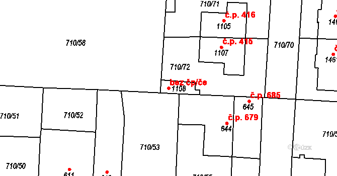 Hrušovany nad Jevišovkou 47470992 na parcele st. 1108 v KÚ Hrušovany nad Jevišovkou, Katastrální mapa