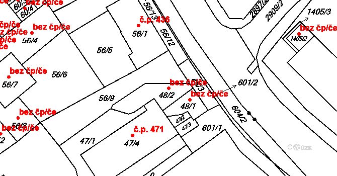 Opava 47765992 na parcele st. 48/2 v KÚ Opava-Město, Katastrální mapa