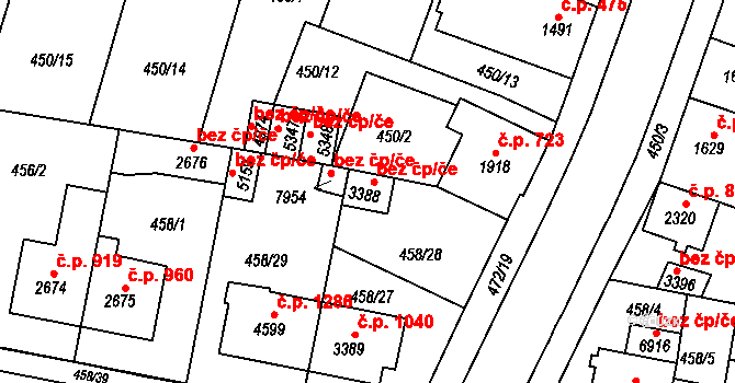 Třebíč 48517992 na parcele st. 3388 v KÚ Třebíč, Katastrální mapa