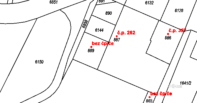 Jevišovice 48691992 na parcele st. 889 v KÚ Jevišovice, Katastrální mapa