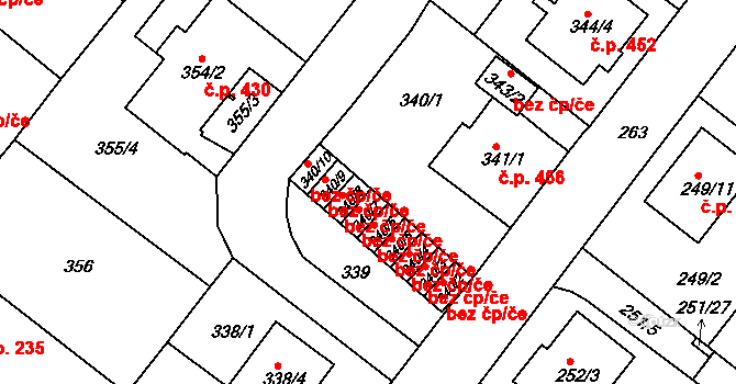 Teplice 48720992 na parcele st. 340/7 v KÚ Sobědruhy, Katastrální mapa