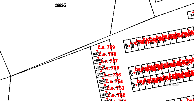 Orlová 49333992 na parcele st. 2880/31 v KÚ Horní Lutyně, Katastrální mapa