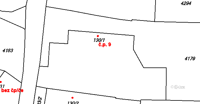 Bilinka 9, Bernartice na parcele st. 130/1 v KÚ Bilinka, Katastrální mapa