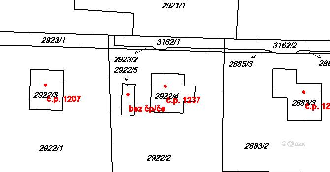 Horní Suchá 1237 na parcele st. 2922/4 v KÚ Horní Suchá, Katastrální mapa