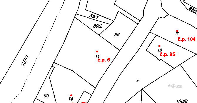 Bohdíkov 6 na parcele st. 11 v KÚ Dolní Bohdíkov, Katastrální mapa