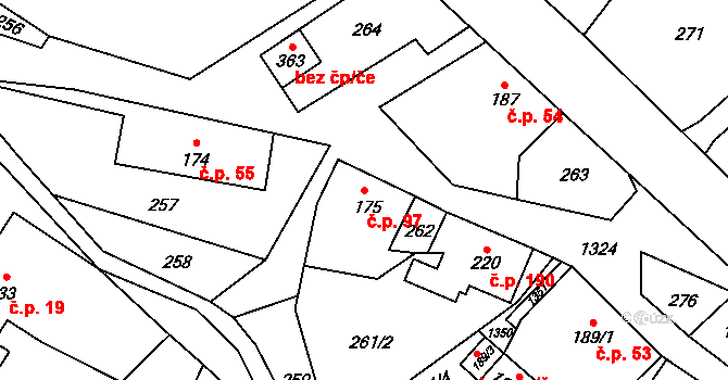 Hrabenov 97, Ruda nad Moravou na parcele st. 175 v KÚ Hrabenov, Katastrální mapa