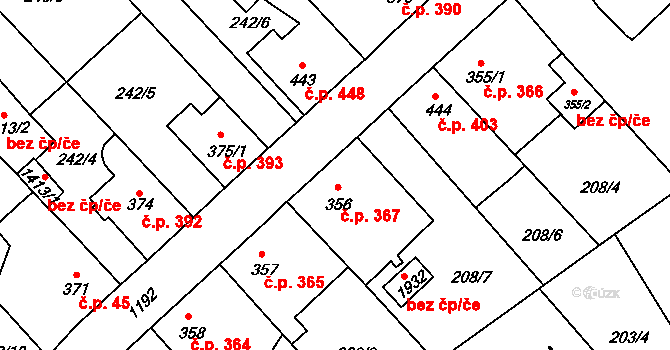 Kdyně 367 na parcele st. 356 v KÚ Kdyně, Katastrální mapa