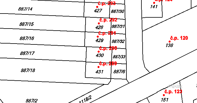 Velká Ves 290, Broumov na parcele st. 430 v KÚ Velká Ves u Broumova, Katastrální mapa
