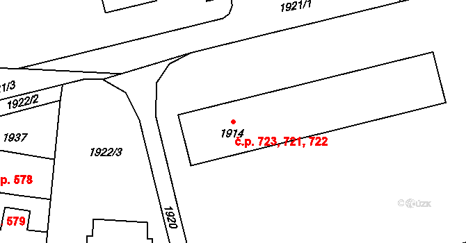 Mohelnice 721,722,723 na parcele st. 1914 v KÚ Mohelnice, Katastrální mapa
