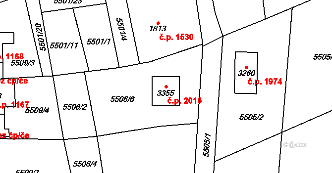 Kraslice 2016 na parcele st. 3355 v KÚ Kraslice, Katastrální mapa
