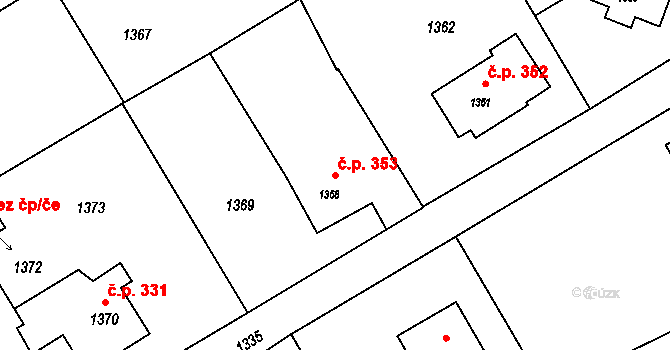 Suchdol nad Odrou 353 na parcele st. 1368 v KÚ Suchdol nad Odrou, Katastrální mapa