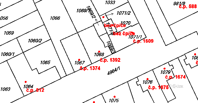 Louny 1392 na parcele st. 1068 v KÚ Louny, Katastrální mapa