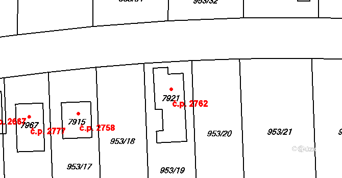 Cheb 2762 na parcele st. 7921 v KÚ Cheb, Katastrální mapa