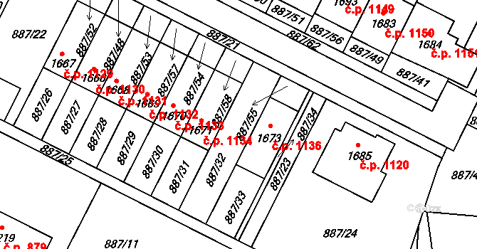 Ledeč nad Sázavou 1135 na parcele st. 887/32 v KÚ Ledeč nad Sázavou, Katastrální mapa