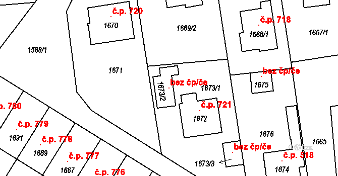 Bludov 102042993 na parcele st. 1673/2 v KÚ Bludov, Katastrální mapa
