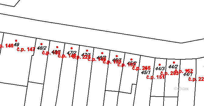 Kvasice 150 na parcele st. 46/2 v KÚ Kvasice, Katastrální mapa