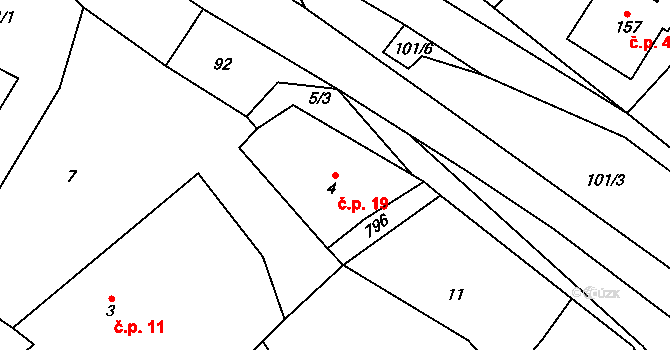 Kraličky 19, Chlístovice na parcele st. 4 v KÚ Kralice, Katastrální mapa