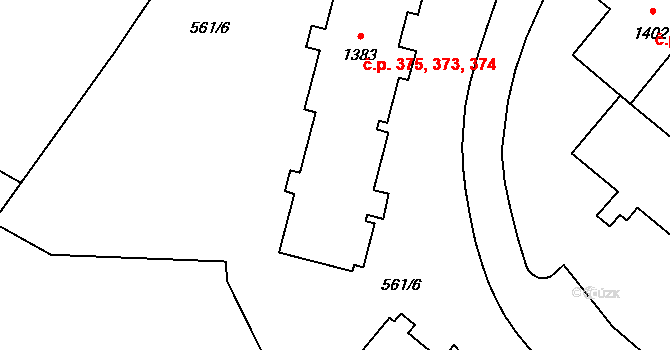 Dolní Líštná 373,374,375, Třinec na parcele st. 1383 v KÚ Dolní Líštná, Katastrální mapa
