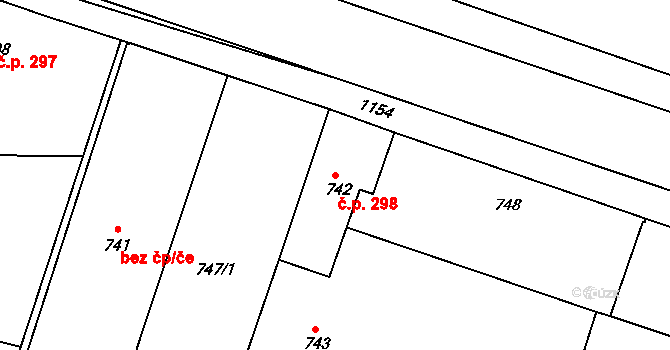 Pod Cvilínem 298, Krnov na parcele st. 742 v KÚ Opavské Předměstí, Katastrální mapa