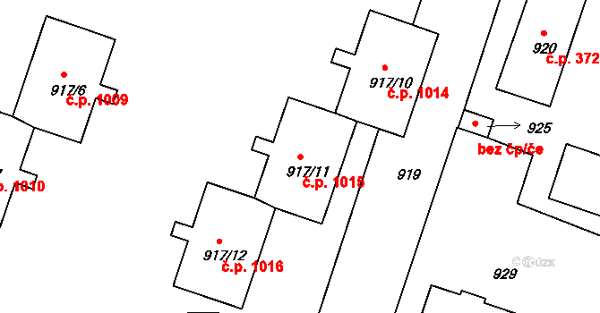 Pod Cvilínem 1015, Krnov na parcele st. 917/11 v KÚ Opavské Předměstí, Katastrální mapa