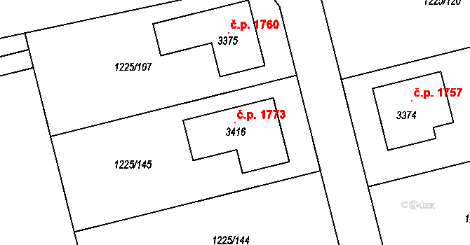 Lipník nad Bečvou I-Město 1773, Lipník nad Bečvou na parcele st. 3416 v KÚ Lipník nad Bečvou, Katastrální mapa