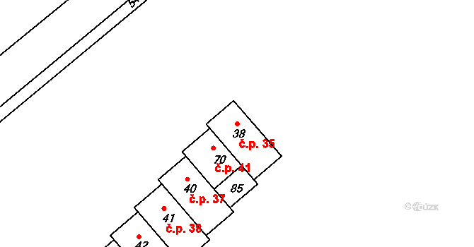 Drasty 35, Klecany na parcele st. 38 v KÚ Drasty, Katastrální mapa