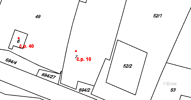 Úšava 10, Staré Sedliště na parcele st. 7 v KÚ Úšava, Katastrální mapa