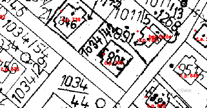 Kamenický Šenov 709 na parcele st. 805 v KÚ Kamenický Šenov, Katastrální mapa