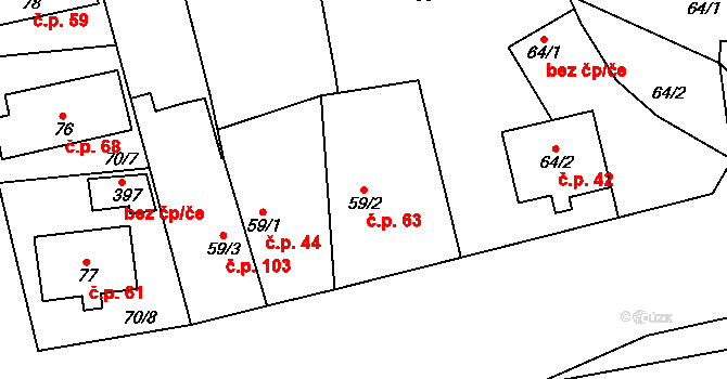 Přepeře 63 na parcele st. 59/2 v KÚ Přepeře u Turnova, Katastrální mapa