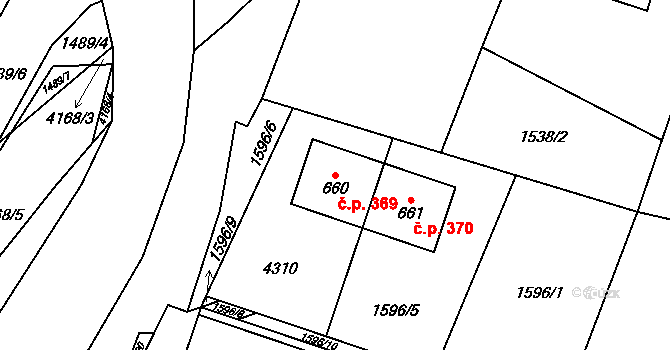 Čistá 369 na parcele st. 660 v KÚ Čistá u Litomyšle, Katastrální mapa