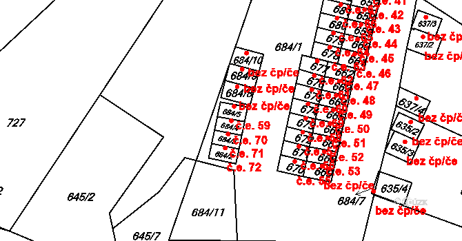 Miřetice u Klášterce nad Ohří 70, Klášterec nad Ohří na parcele st. 684/4 v KÚ Miřetice u Klášterce nad Ohří, Katastrální mapa