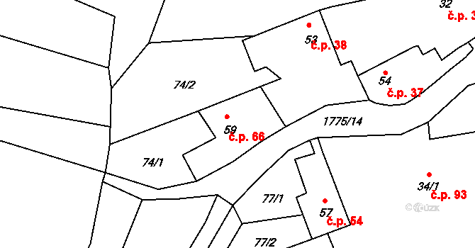 Bransouze 66 na parcele st. 59 v KÚ Bransouze, Katastrální mapa