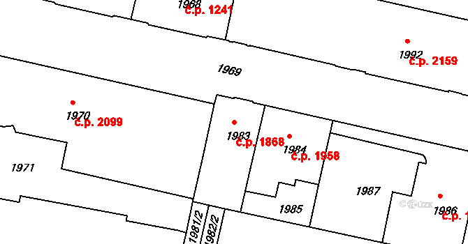 Tábor 1868 na parcele st. 1983 v KÚ Tábor, Katastrální mapa