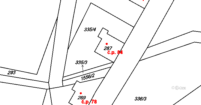 Mukařov 84, Malá Skála na parcele st. 287 v KÚ Mukařov u Jablonce nad Nisou, Katastrální mapa