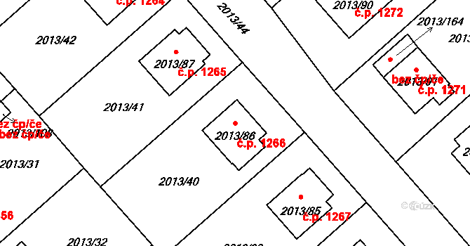 Pelhřimov 1266 na parcele st. 2013/86 v KÚ Pelhřimov, Katastrální mapa