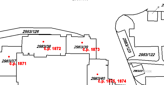 Pelhřimov 1873 na parcele st. 2983/39 v KÚ Pelhřimov, Katastrální mapa