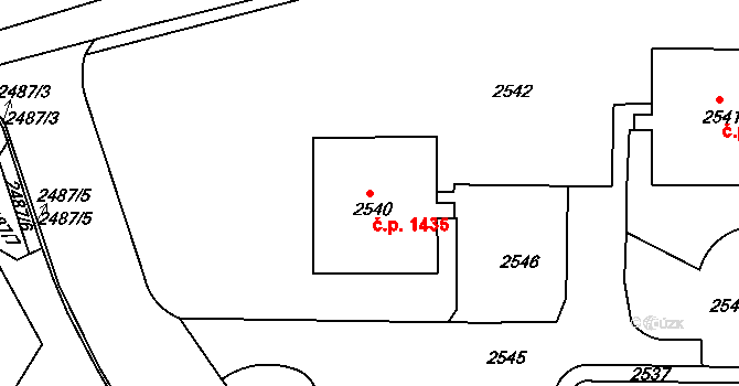 Trnovany 1435, Teplice na parcele st. 2540 v KÚ Teplice-Trnovany, Katastrální mapa
