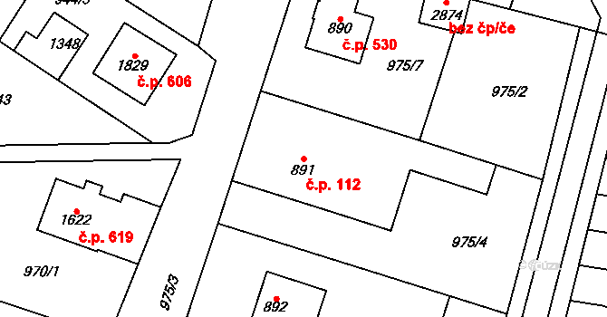 Litovel 112 na parcele st. 891 v KÚ Litovel, Katastrální mapa