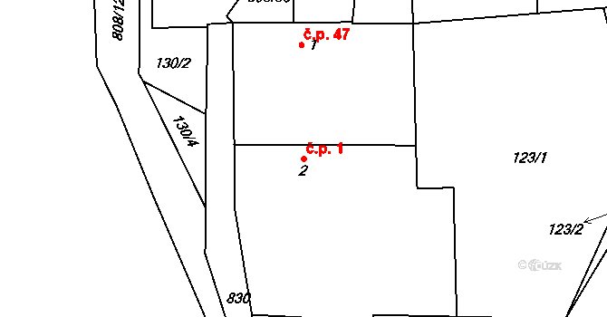 Luby 1, Klatovy na parcele st. 2 v KÚ Luby, Katastrální mapa