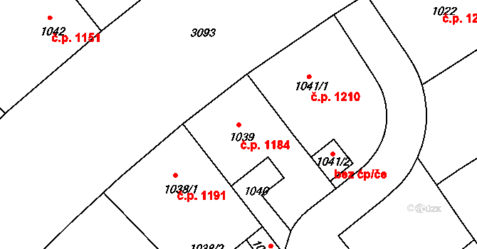 Nusle 1184, Praha na parcele st. 1039 v KÚ Nusle, Katastrální mapa