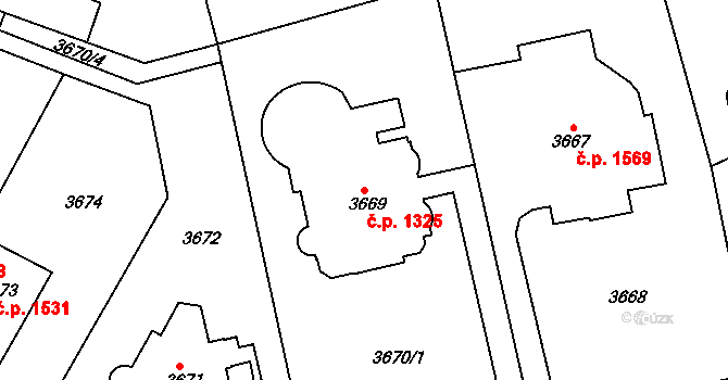 Smíchov 1325, Praha na parcele st. 3669 v KÚ Smíchov, Katastrální mapa