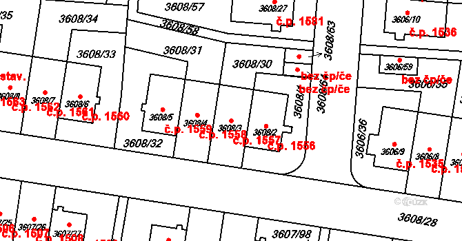 Břevnov 1557, Praha na parcele st. 3608/3 v KÚ Břevnov, Katastrální mapa
