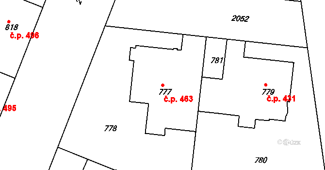 Bubeneč 463, Praha na parcele st. 777 v KÚ Bubeneč, Katastrální mapa