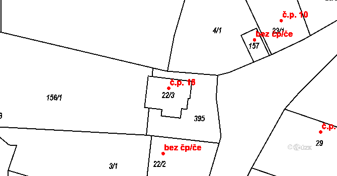 Mutěnice 16 na parcele st. 22/3 v KÚ Mutěnice u Strakonic, Katastrální mapa