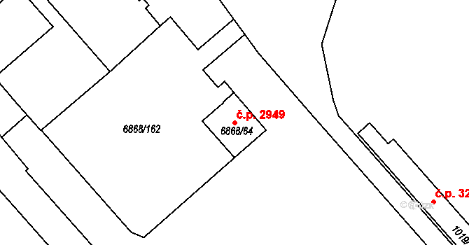 Přerov I-Město 2949, Přerov na parcele st. 6868/64 v KÚ Přerov, Katastrální mapa