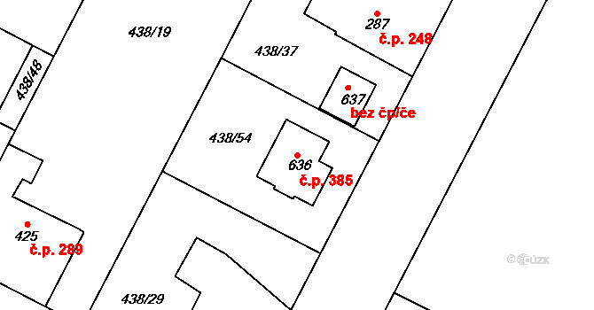 Opatovice nad Labem 385 na parcele st. 636 v KÚ Opatovice nad Labem, Katastrální mapa